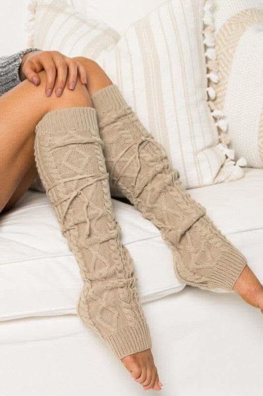 Cable Knit Long Tie Leg Warmer - SwagglyLife Home & Fashion